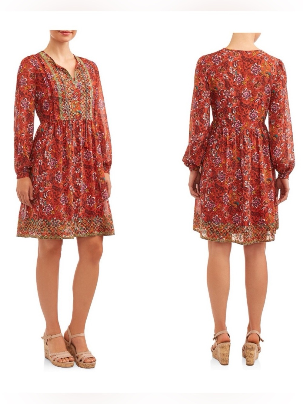 Women’s plus size boho knee length dress time and true size 16 size 18